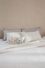 Garden Whispers Lumbar In Ivory Linen