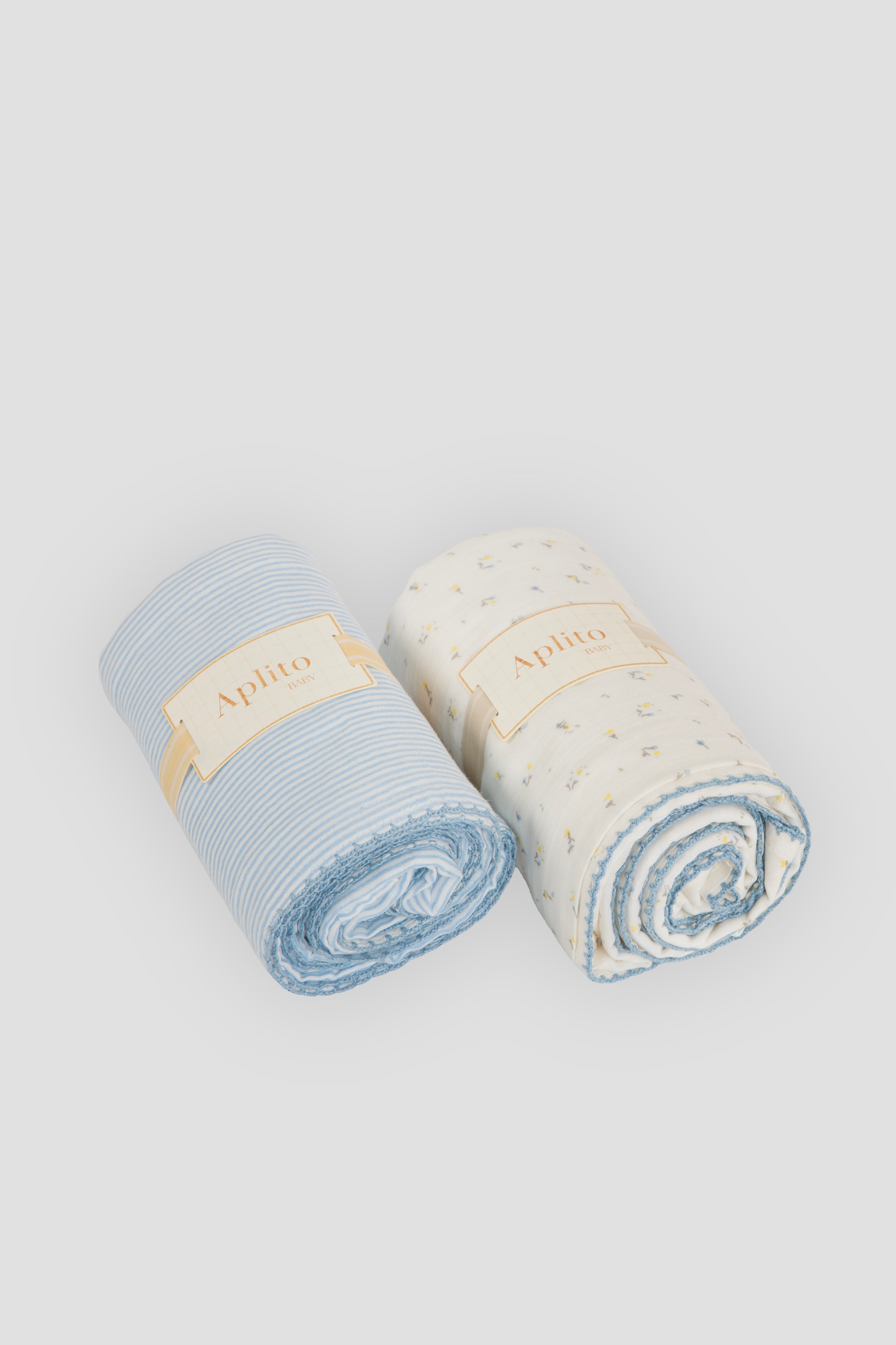 Baby Muslin Blanket Set - Sweet Haven In Blue
