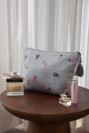 Cosmetic Pouch - Floral Threads - Stone