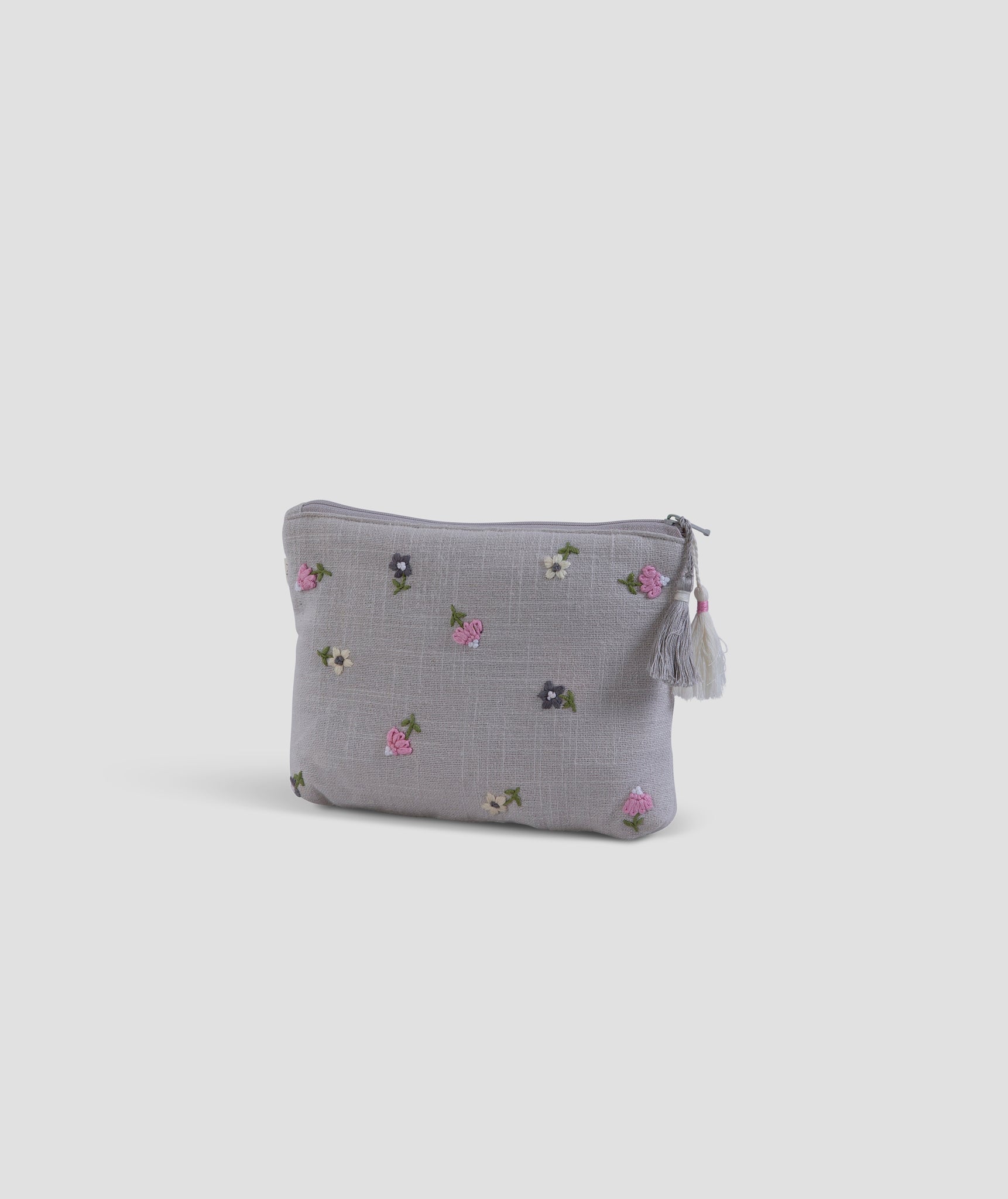 Cosmetic Pouch - Floral Threads - Stone