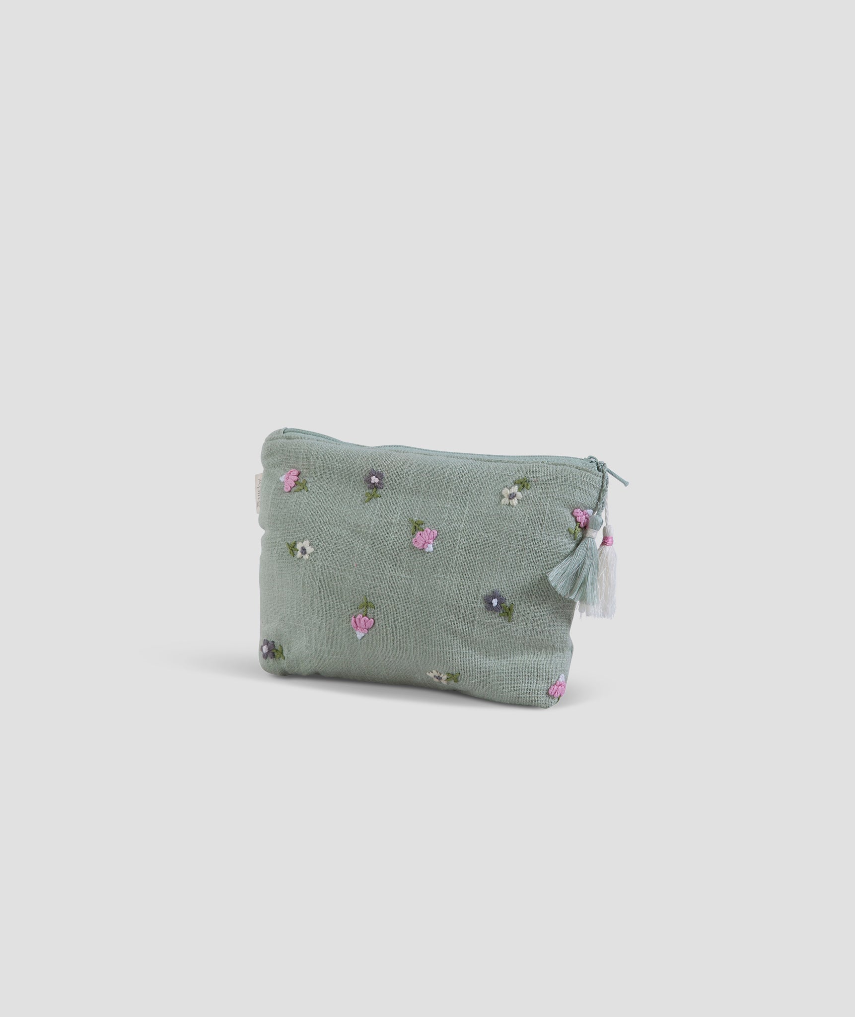 Cosmetic Pouch - Floral Threads - Mint