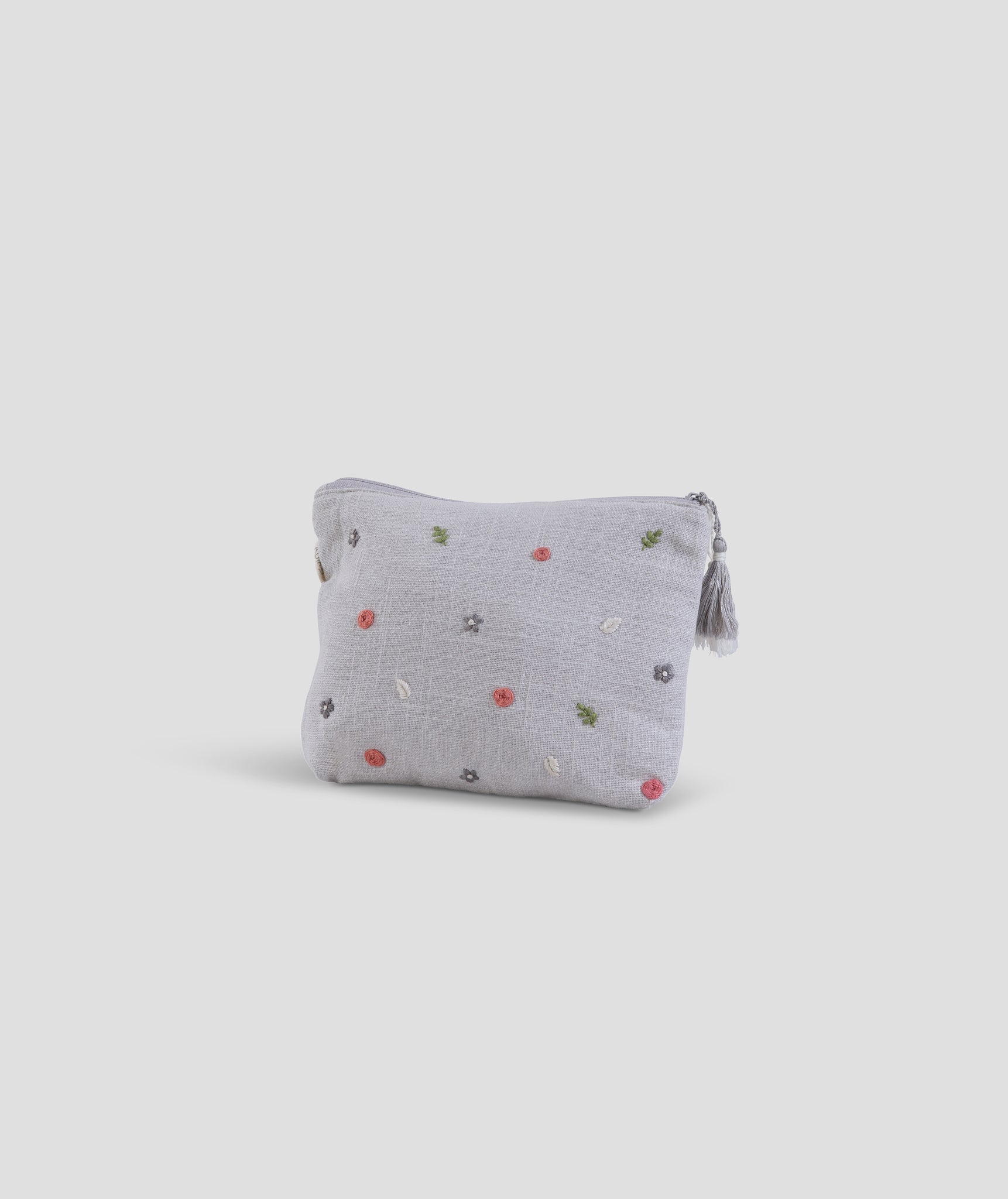 Cosmetic Pouch - Garden Stitch - Stone