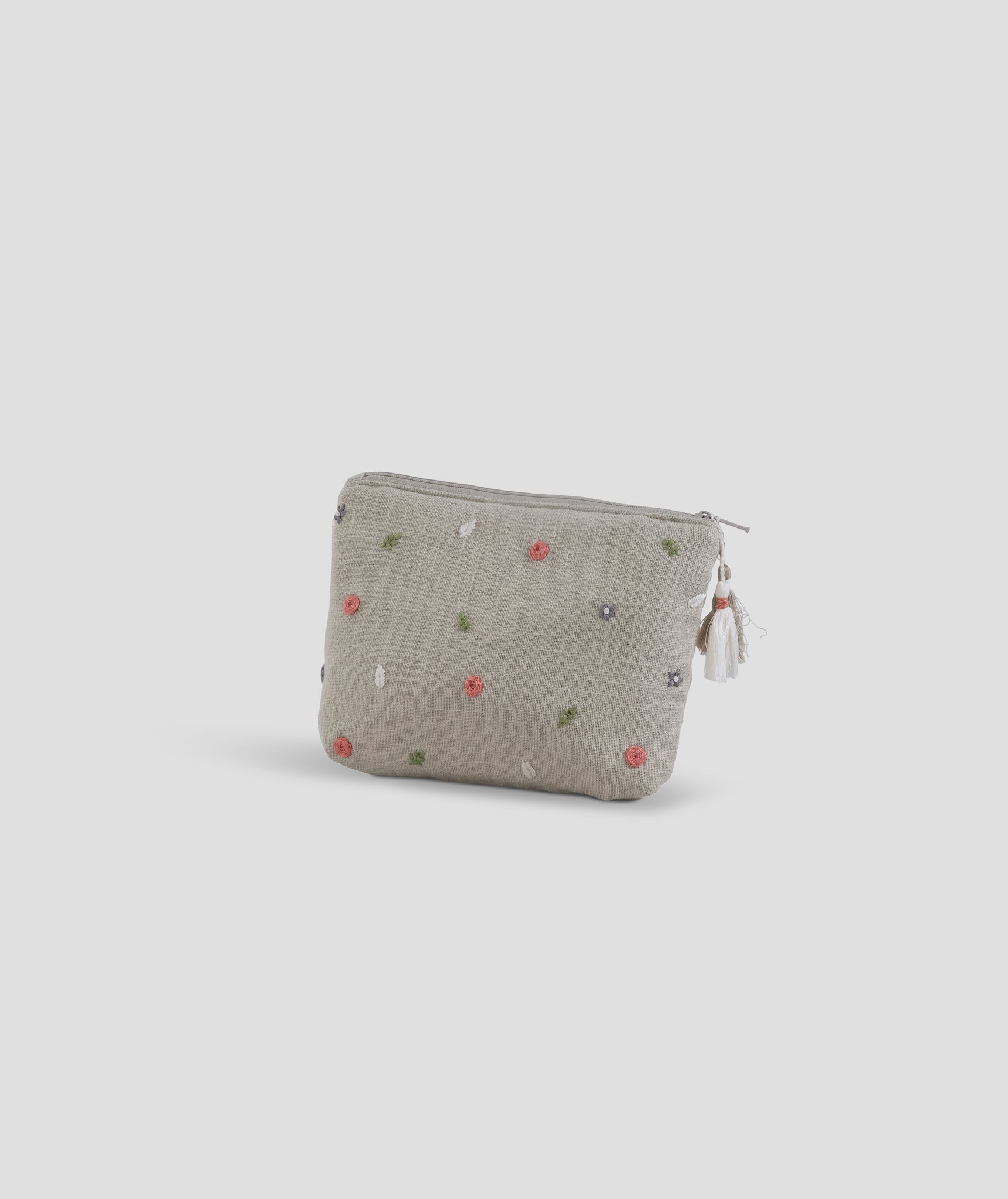 Cosmetic Pouch - Garden Stitch - Beige