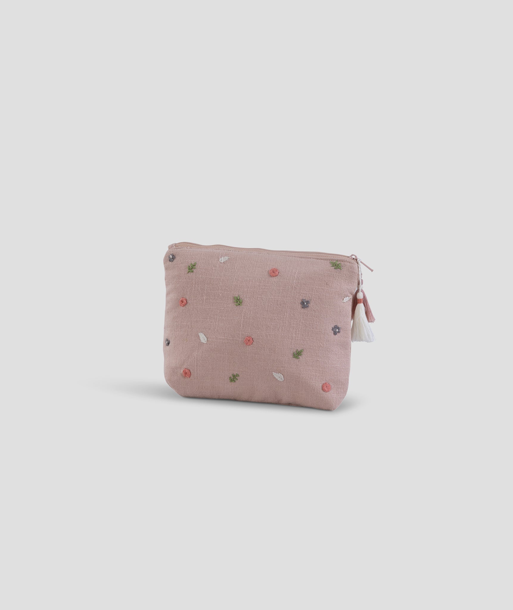 Cosmetic Pouch - Garden Stitch - Blush