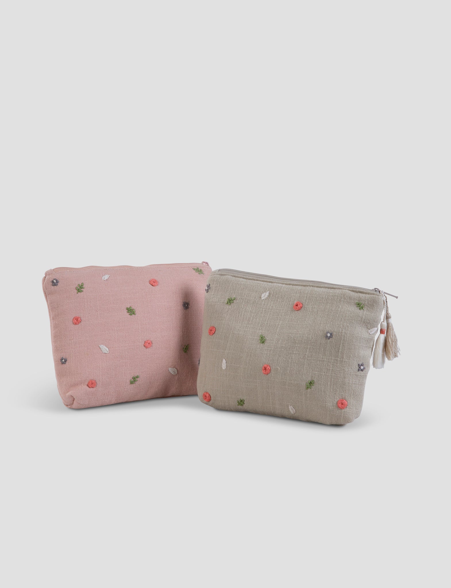 Cosmetic Pouch - Garden Stitch - Blush