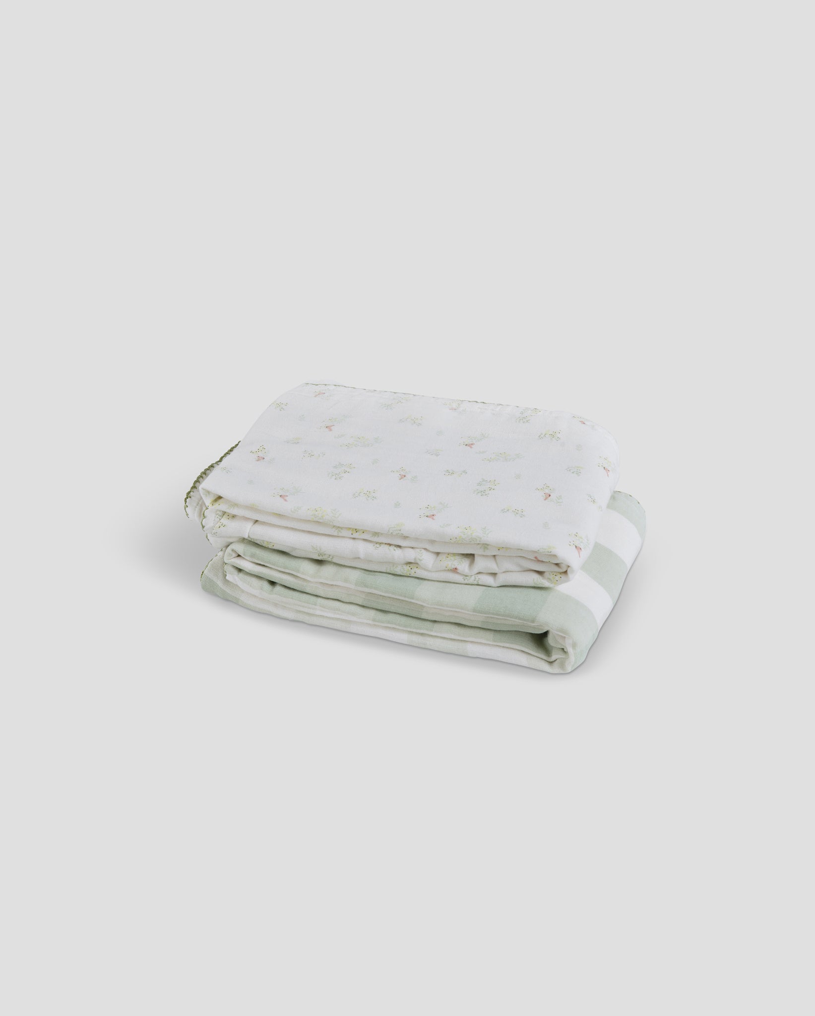 Baby Muslin Blanket Set - Bows and Green