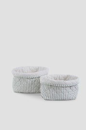 Quilted Storage Basket Set - Soft Fern Stripes