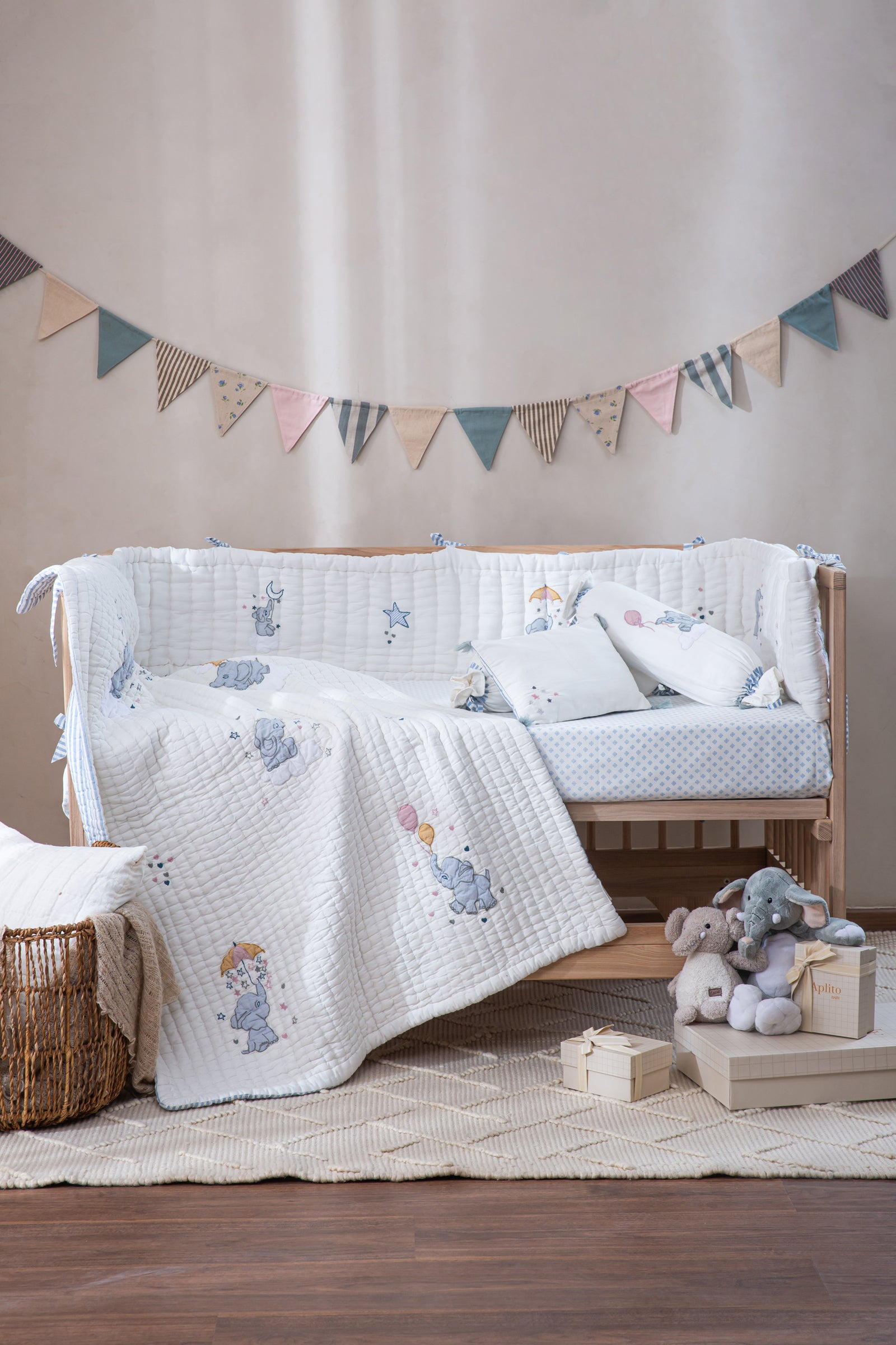 Baby Bedding Set - Little Tuskers - Blue image 1