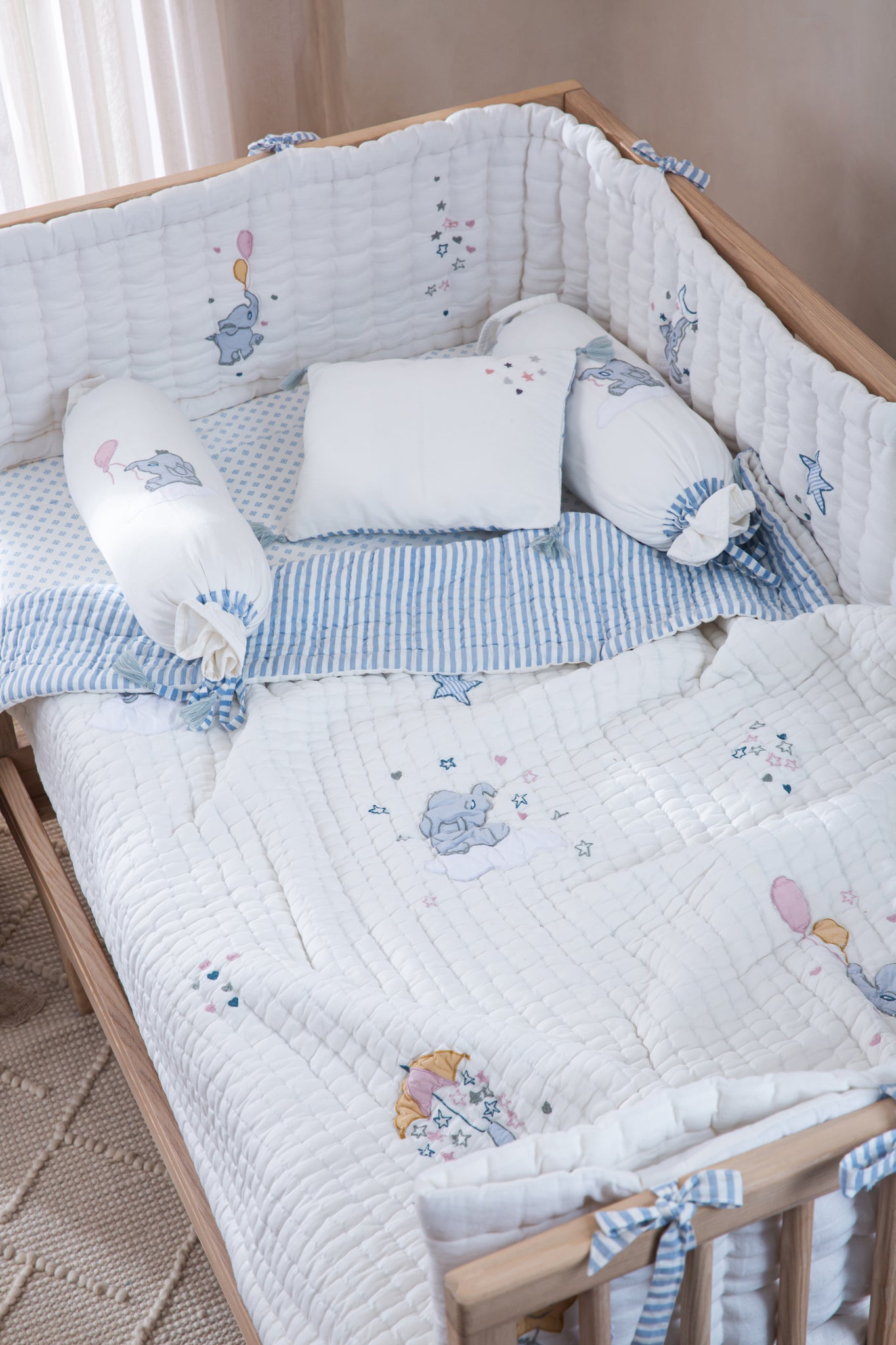 Baby Bedding Set Little Tuskers Blue – Aplito