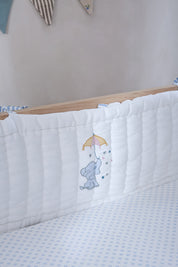 Cot Bumper - Little Tuskers - Blue