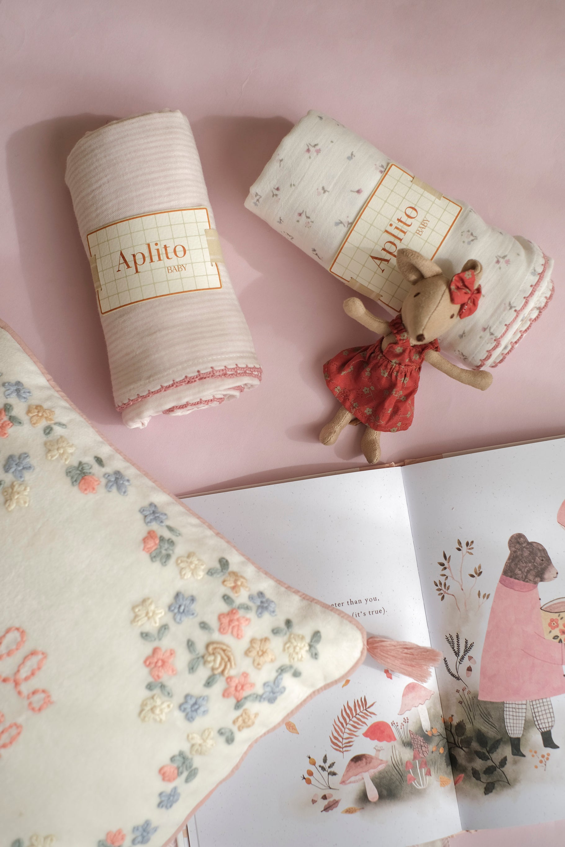 Swaddle Set - Sweet Haven In Pink