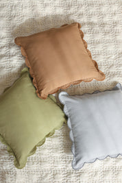 Scallop Cushion In Soft Olive