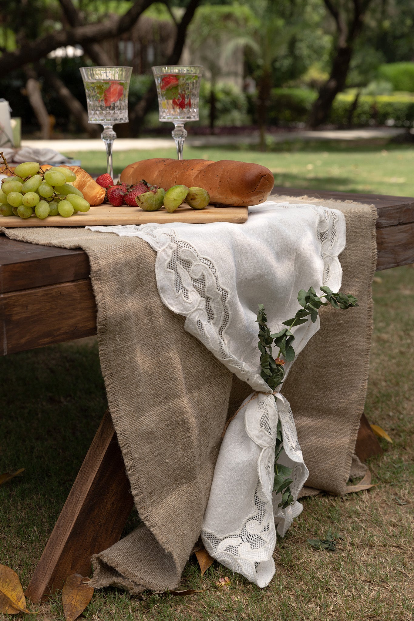 Vintage Table Runner In Grey