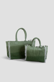 Canvas Tote Bag - Green - Set of 2