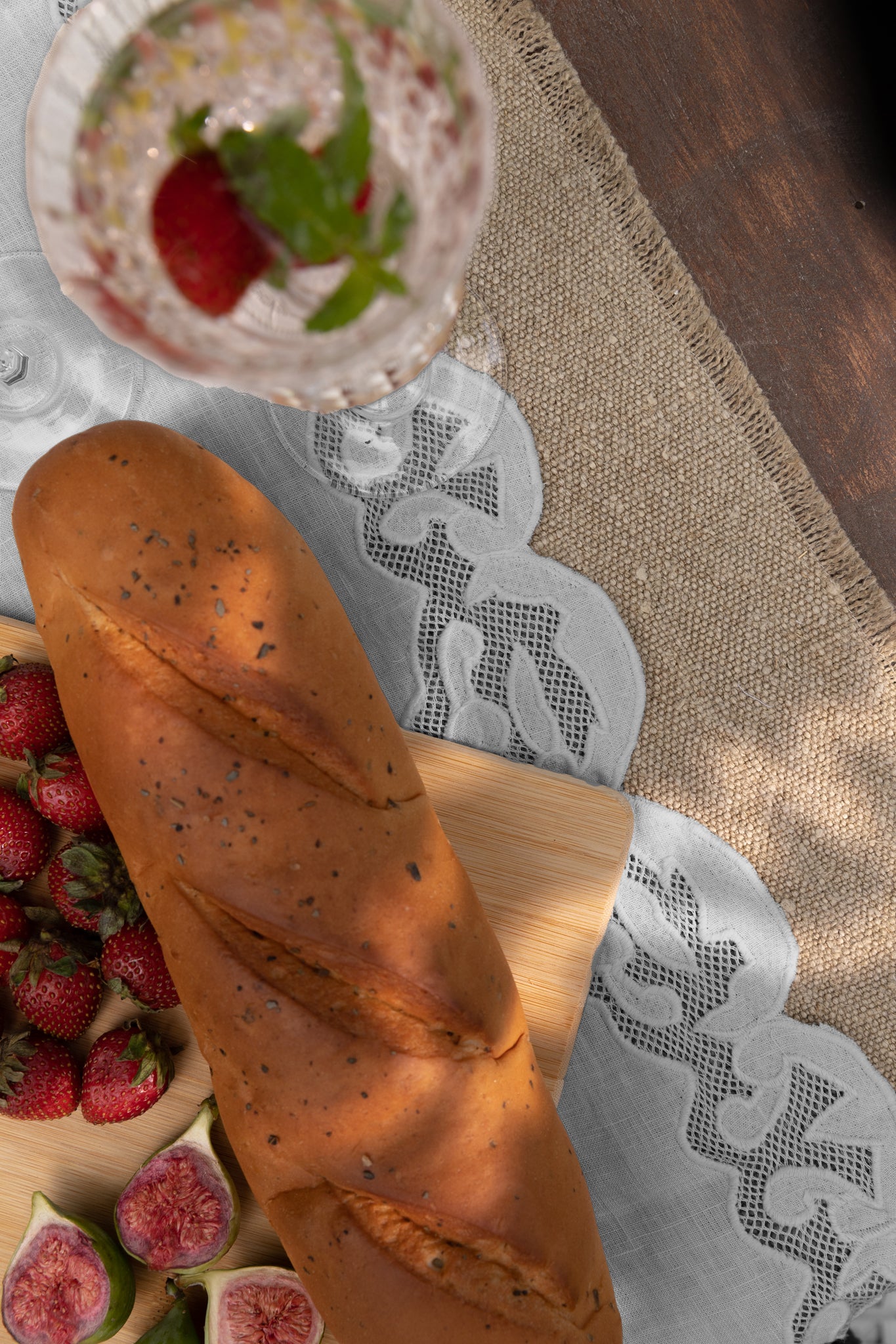 Vintage Table Runner In Grey
