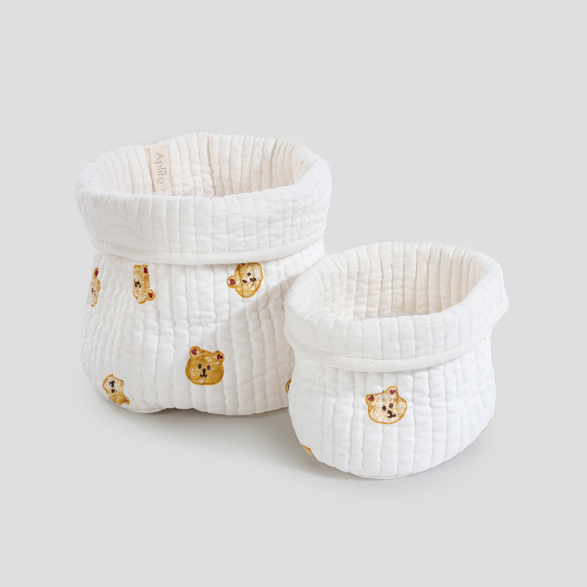 Quilted Storage Basket Set - Bear Love
