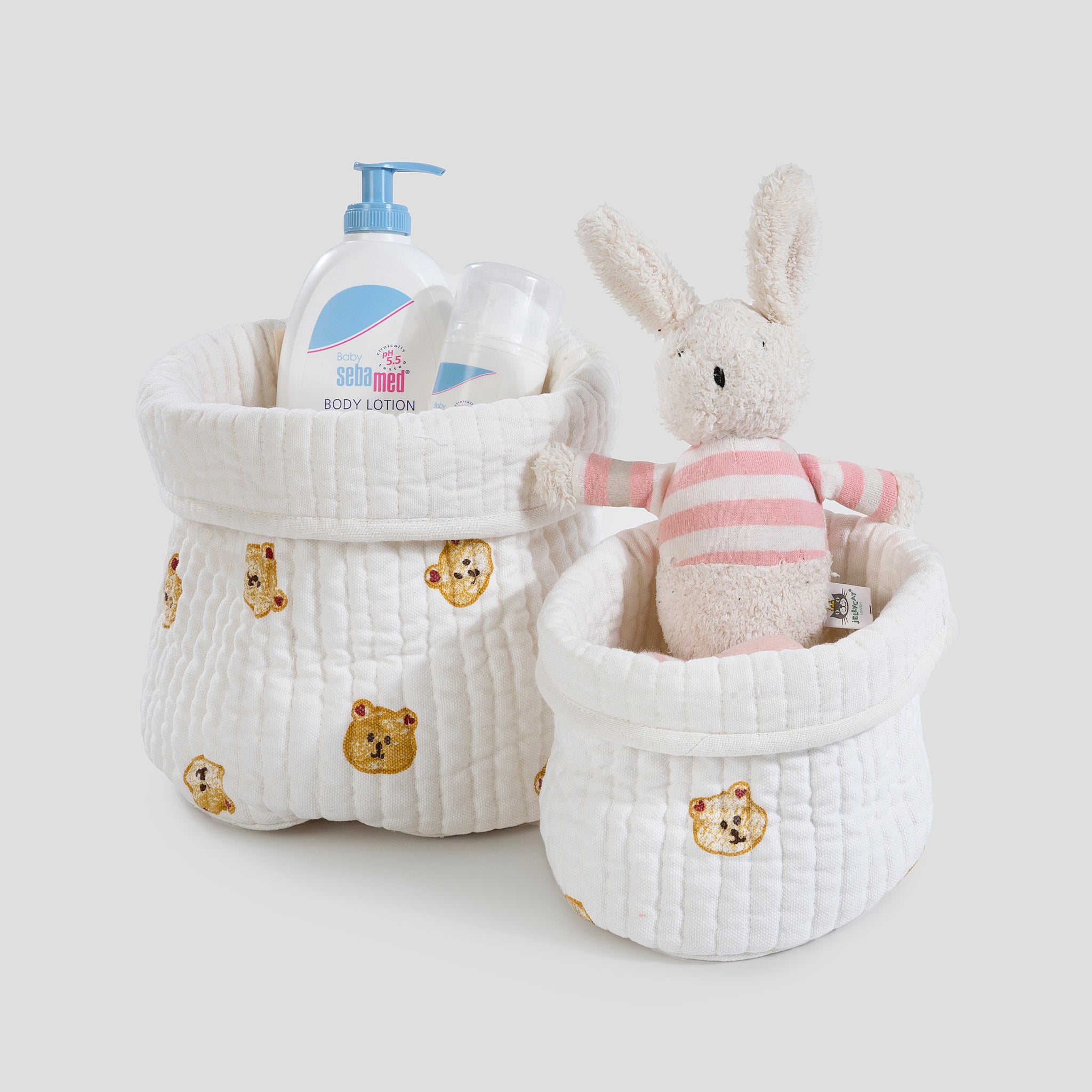 Quilted Storage Basket Set - Bear Love